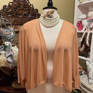 Marla Wynne NWT 2X Mesh Peach Nude Jacket